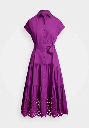 Lauren Ralph Lauren Eyelet Broadcloth Tiered Shirtdress - Shirt dress - purple dawn