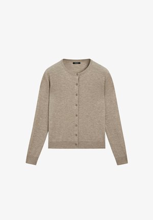 Massimo Dutti, FINE-KNIT ROUND NECK CARDIGAN - Cardigan - beige