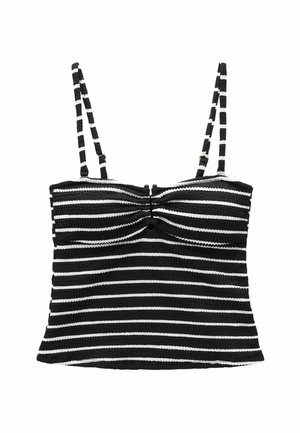 TANKINI TALL  - Bikini felső - black white stripe crinkle