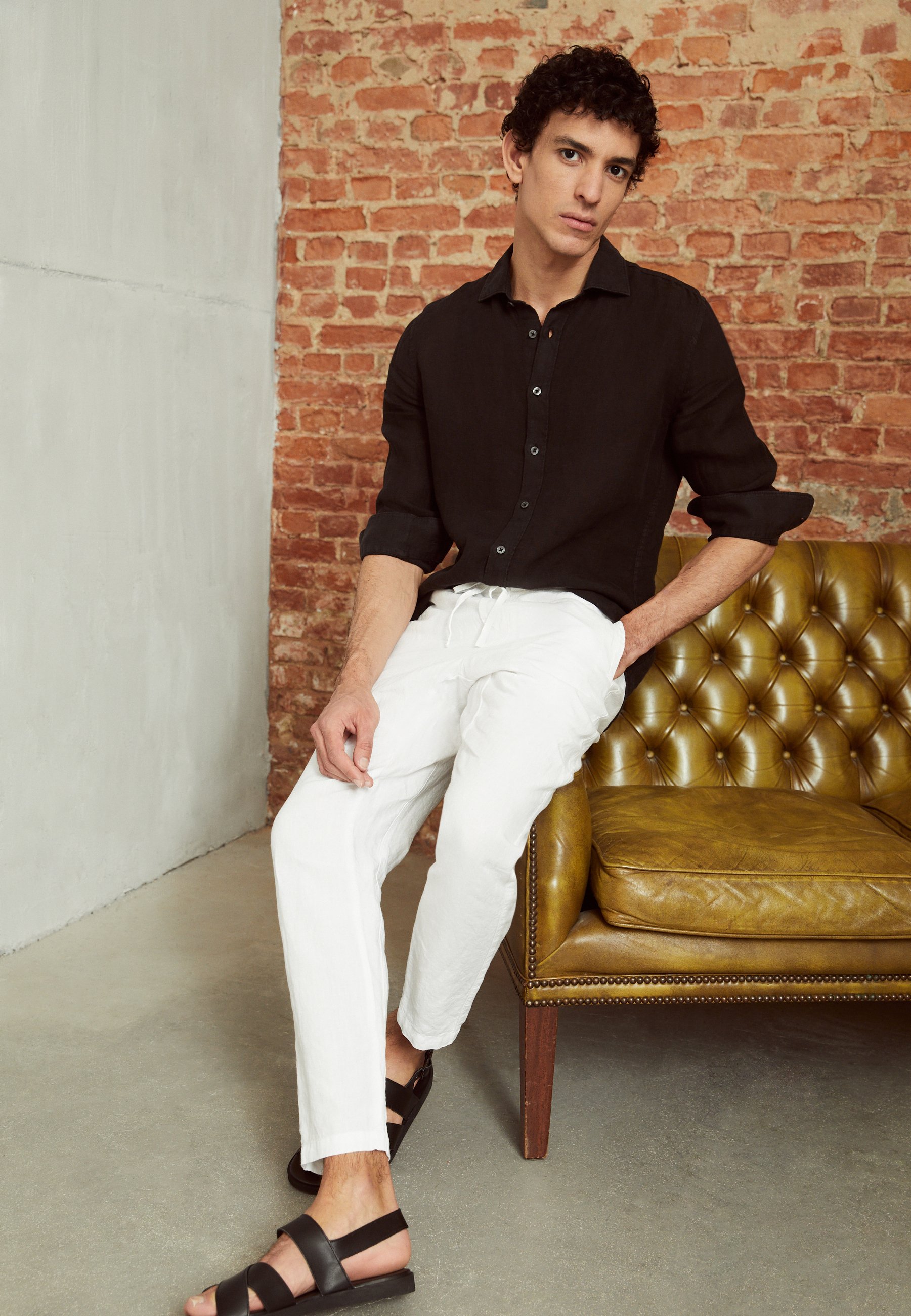 120% Lino PANTALONE UOMO - Trousers - white - Zalando.co.uk
