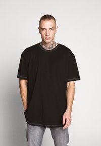 Urban Classics - HEAVY OVERSIZED CONTRAST STITCH TEE - Marškinėliai su spaudiniu - black/neongreen Miniatiūros vaizdas 1