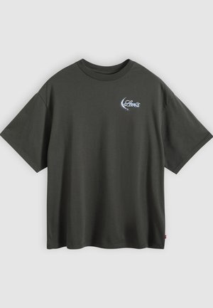 Donkergrijs t-shirt met een ronde hals en korte mouwen. Voorzien van een wit "Levi's" logo op de voorkant, gemaakt van zachte katoenen stof.