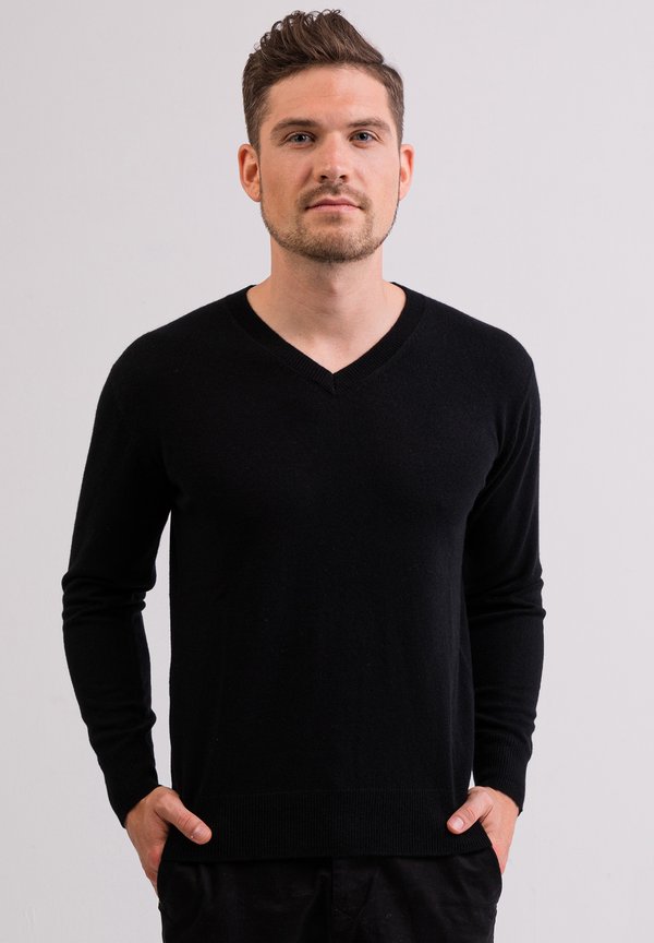 V-AUSSCHNITT - Strickpullover - schwarz