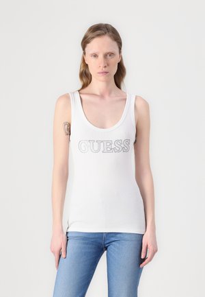 Guess EMBELLISHED LOGO TANK - Top - pure white