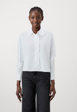 CROPPED POPLIN RUFFLE - Nööpidega pluus - optic white