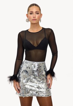 GLITTERING GRACE - Falda acampanada - sequins silver