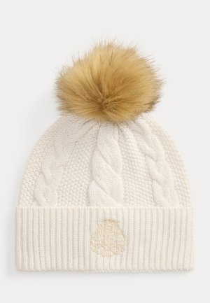 Lauren Ralph Lauren, EMBROIDERED-CREST POM-POM CABLE BEANIE - Плетена шапка - cream