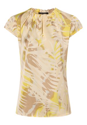 MIT KAPPÄRMELN - Print T-shirt - beige gelb