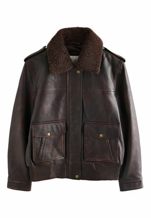 REGULAR FIT  - Imitatieleren jas - chocolate brown