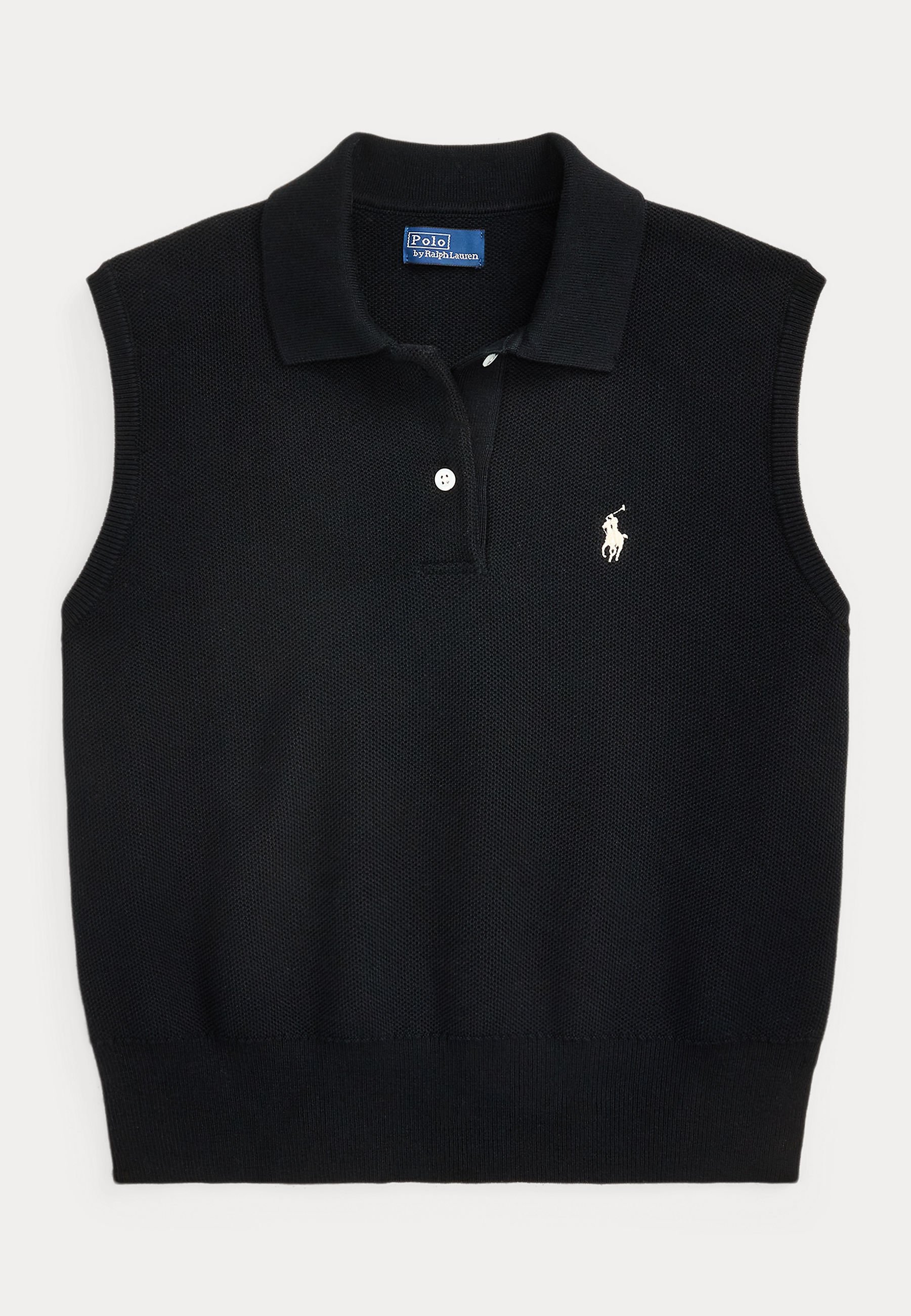 Polo Ralph Lauren ブラック ベスト M Polo Ralph Lauren COTTON CROPPED SLEEVELESS POLO SWEATER - Jumper