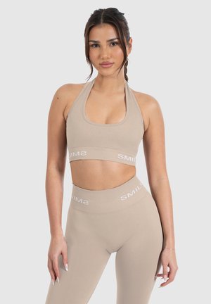 AZURA RIBBED NECK HOLDER BRA - Sport-BH mit mittlerer Stützkraft - taupe