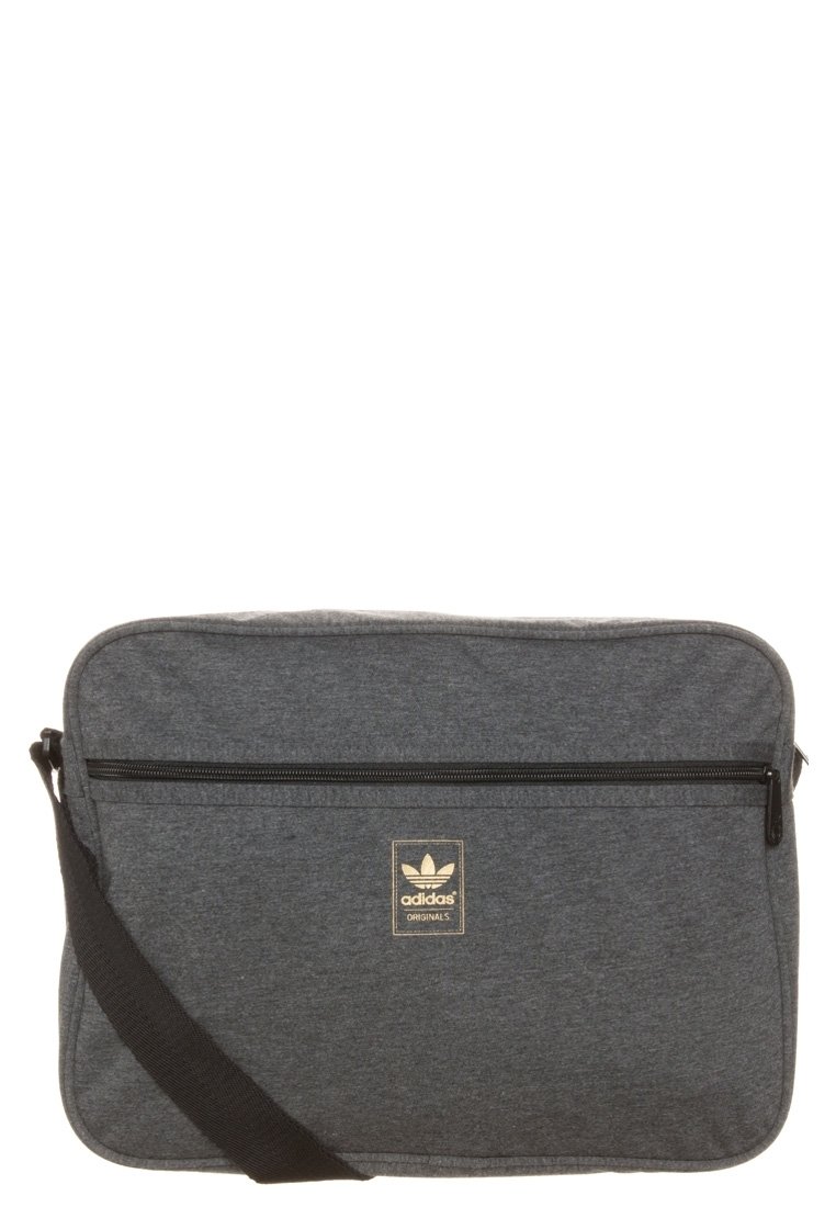 Mörkgrå Adidas Originals axelväska med svart justerbar rem och framficka med dragkedja.