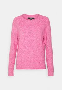 Fuchsia-pink Pullover mit langen Ärmeln und Rundhalsausschnitt. Weicher Stoff mit leicht meliertem Aussehen. Keine sichtbaren Logos.