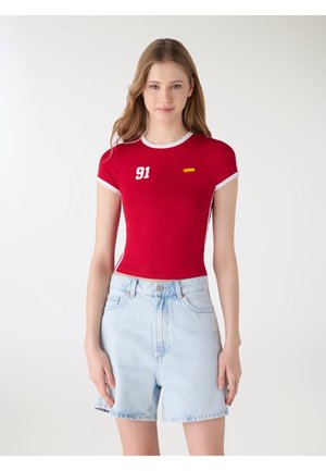 CROP CON STAMPA NUMERO - T-shirt con stampa - rosso scuro