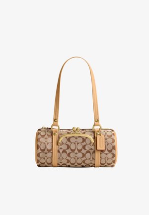 COACH, KISSLOCK BARREL BAG 28 IN SIGNATURE JACQUARD - Bolso de mano - b khaki light peach