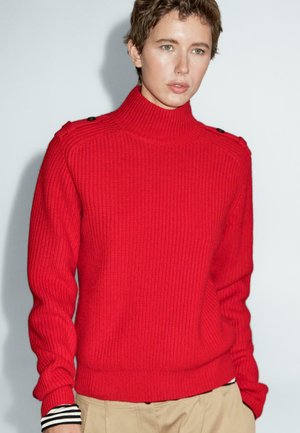 HIGH NECK WITH SHOULDER DETAIL - Pullover - red