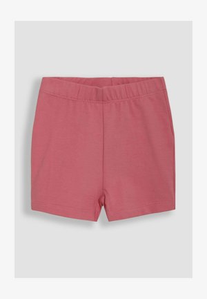Rosa Baumwollshorts mit elastischem Bund, die eine glatte Textur und ein einfaches Design aufweisen. Keine Taschen oder zusätzlichen Details.