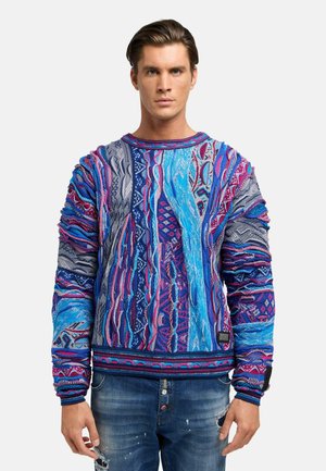 Carlo Colucci RUNDHALS UNISEX - Strickpullover - white-blue/hellblau ...