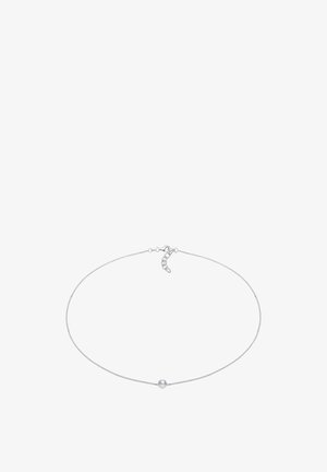 Srebrna lančić ogrlica s jednim sfernim privjeskom i kopčom s podešavanjem dužine.