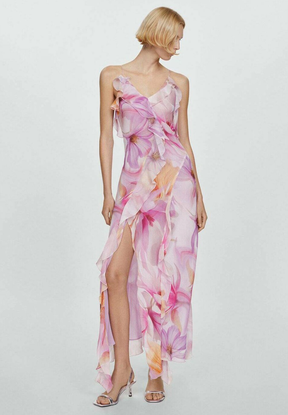 mango purple ruffle dress Mango AZALEA - Maxi dress - purple