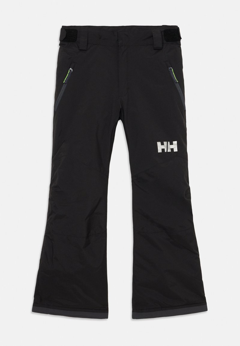 Juoda lauko kelnės su reguliuojamais juosmens diržais, užtrauktukais šoninėse kišenėse ir atspindinčiu Helly Hansen logo dešinėje šlaunyje.