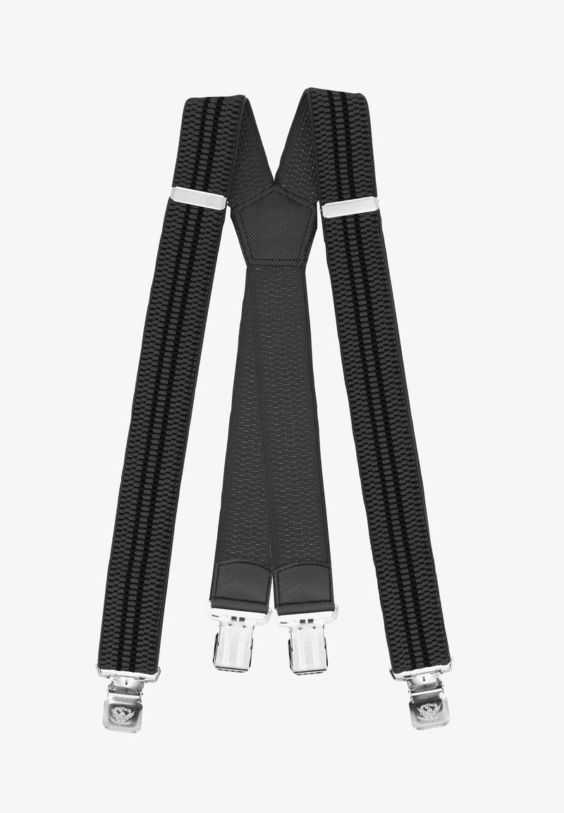 Fabio Farini HOSENTRÄGER 4CM X-FORM - Belt business - grau mit schwarzen streifen