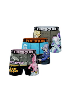 Boxers pour hommes avec des imprimés colorés inspirés de Dragon Ball Z. Matériaux comprenant un mélange de coton. Les designs mettent en avant divers personnages avec des graphismes détaillés.