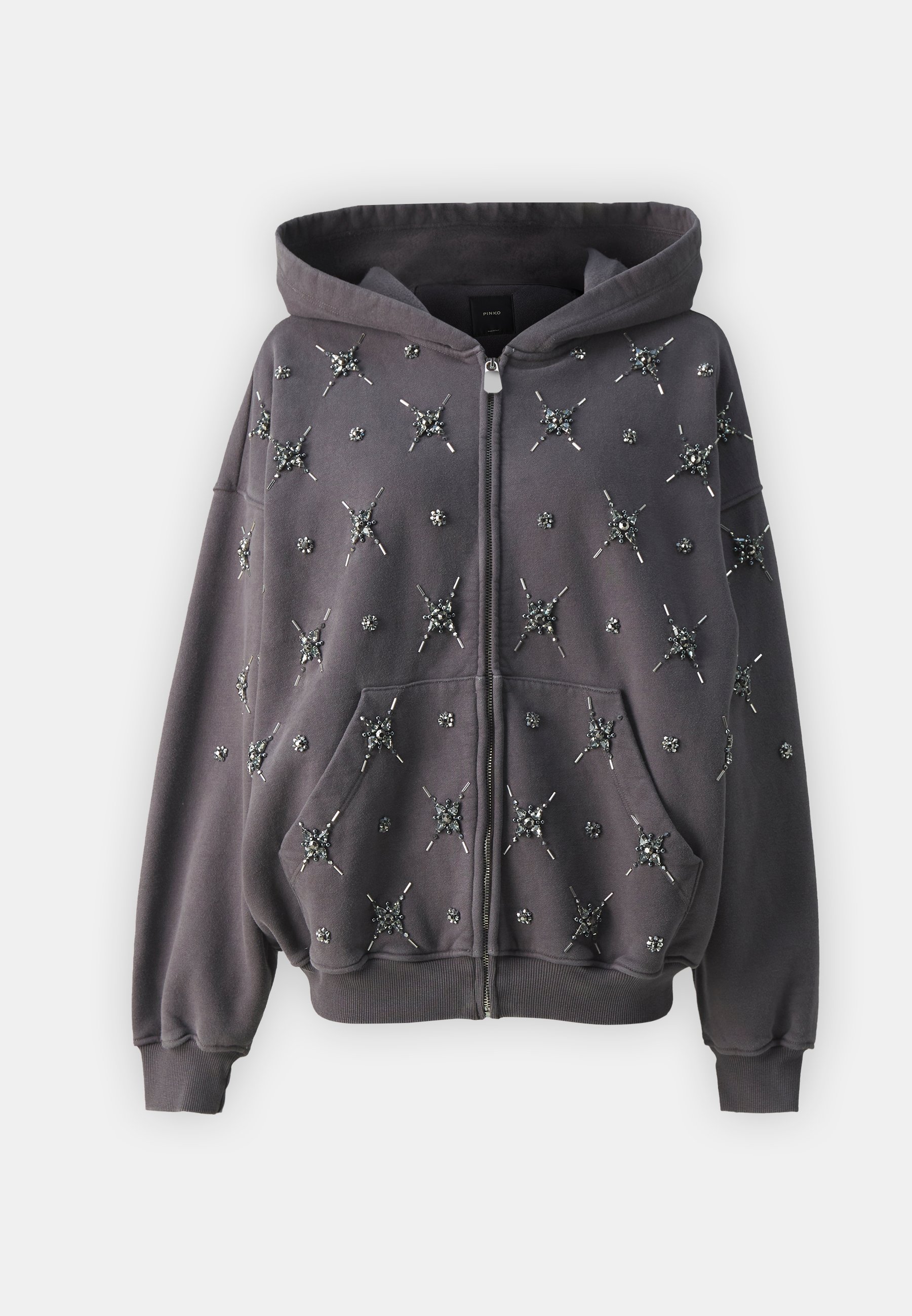 しぃ❤︎꙳✩꙳⋆☃　1001 felpa bianca da donna con stampa con strass e patch | PINKO