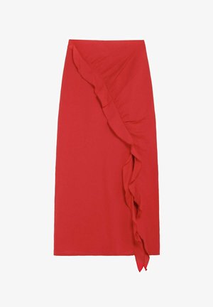 Scalpers, SCALPERS SCLINEN RUFFLE SKIRT - Falda acampanada - red