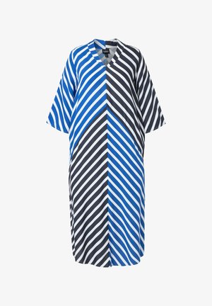 Ulla Popken, MAXI-TUNIKAKLEID, STREIFEN, KELCHKRAGEN, 3/4-TROMPETENARM - Vapaa-ajan mekko - azure