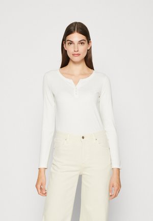 T-SHIRT STRIPE HENLEY - T-shirt à manches longues - offwhite grey