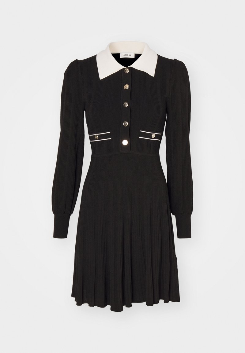 sandro ROBE MAILLE BLOQUE - Jumper dress - noir/ecru/mottled black - Zalando sandro ROBE MAILLE BLOQUE - Jumper dress - noir/ecru/mottled black - Zalando