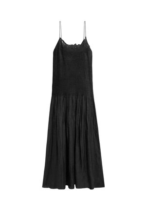 Massimo Dutti, FLOWING EMBROIDERED MIDI DRESS WITH PINTUCK DETAIL - Freizeitkleid - black