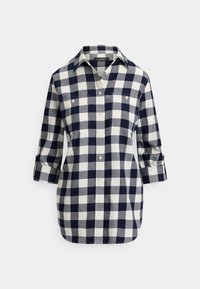 RELAXED FIT CHECK COTTON SHIRT - Πουκαμίσα με κουμπιά - mascarpone cream/navy