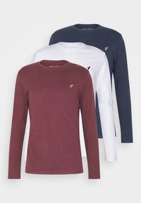 3 PACK UNISEX  - Long sleeved top - white/dark blue/bordeaux