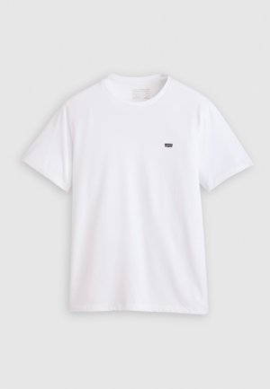 Tricou alb din bumbac, cu mâneci scurte și guler rotund, având un mic logo Levi's negru pe partea stângă a pieptului.