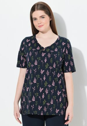 FLOWER PRINT SHORT SLEEVE - Haut de pyjama - marine