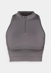 CROPPED SEAMLESS SPORTS VEST WITH 1/4 ZIP AND RACER BACK - Top - dark grey