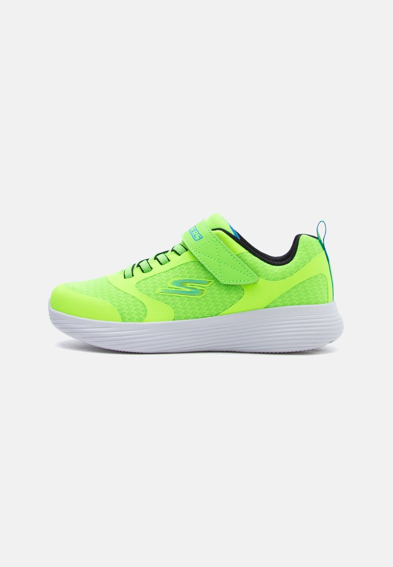 Αθλητικό παπούτσι νέον πράσινο με λευκή σόλα, μαύρη εσωτερική επένδυση, λουράκι βέλκρο και θηλιές κορδονιών, με λογότυπο στο πλάι και ταινία έλξης στη φτέρνα.