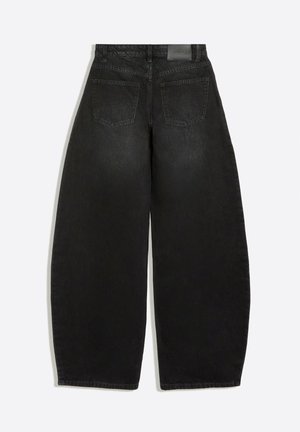 Bershka, HIGH-WAIST BARREL JEANS - Wide Leg - black