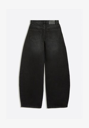 Bershka, HIGH-WAIST BARREL JEANS - Wide Leg - black