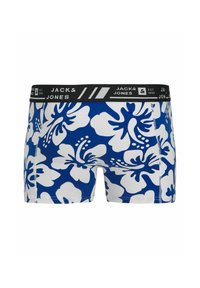 Blaue und weiße Boxershorts mit großem Blumenmuster, elastischem Bund mit Markenlogo, aus Baumwolle und mit figurbetontem Schnitt.