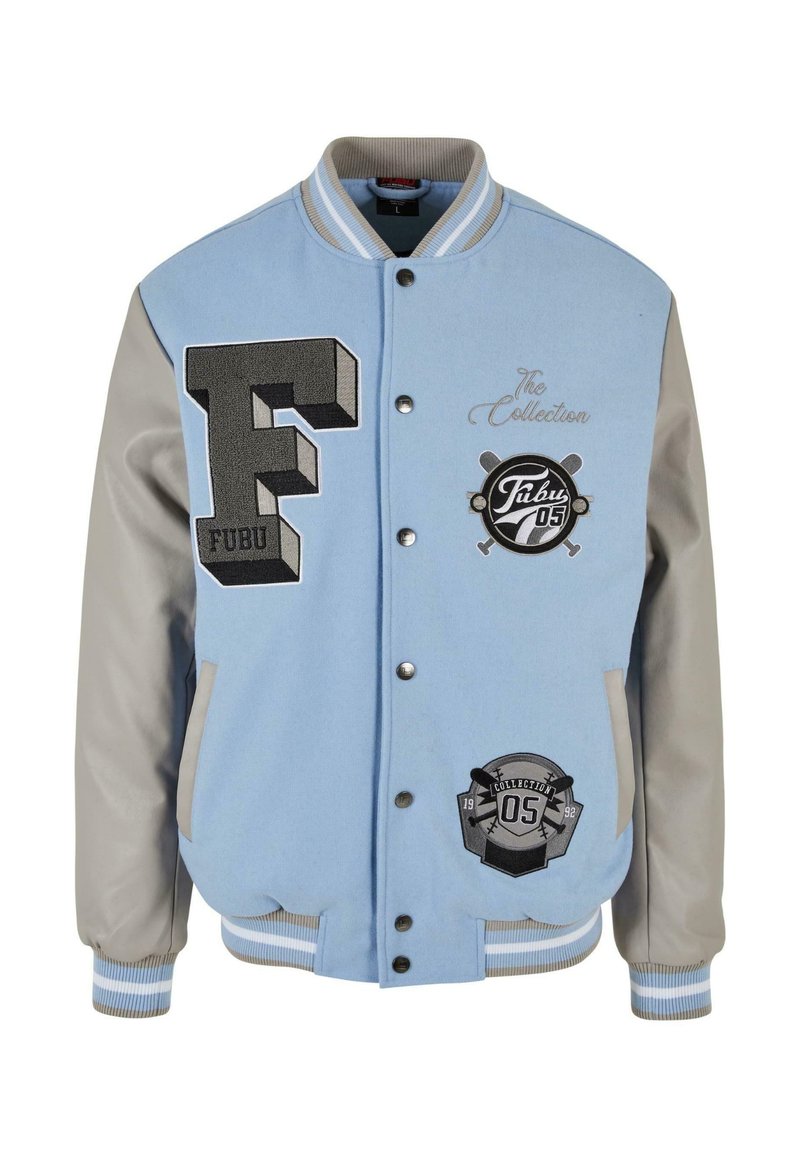 FUBU COLLEGE VARSITY - Bomber Jacket - blue light grey/light blue