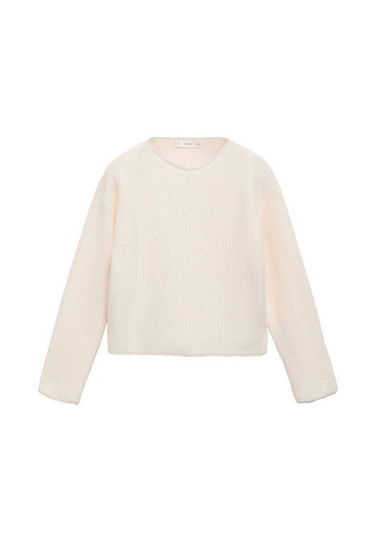 Svetar smetane barve, pleten z okroglo ovratnico, dolgimi rokavi in rahlo skrajšanim krojem. Mehka tekstura z rebrastimi detajli.