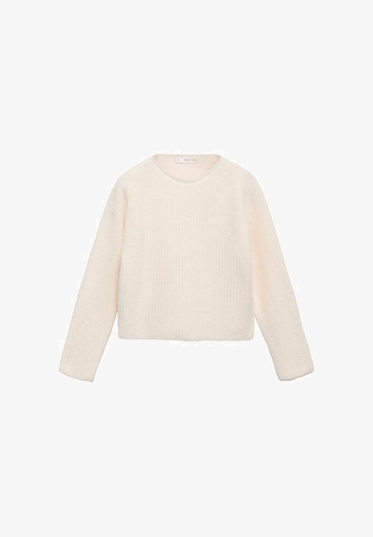 Svetar smetane barve, pleten z okroglo ovratnico, dolgimi rokavi in rahlo skrajšanim krojem. Mehka tekstura z rebrastimi detajli.