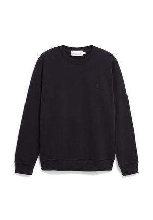 Zwarte sweatshirt van een katoenmix. Ronde hals, lange mouwen, ribgebreide manchetten en zoom. Bevat een klein logo op de borst.