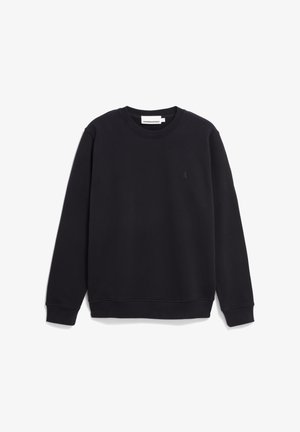 Zwarte sweatshirt van een katoenmix. Ronde hals, lange mouwen, ribgebreide manchetten en zoom. Bevat een klein logo op de borst.