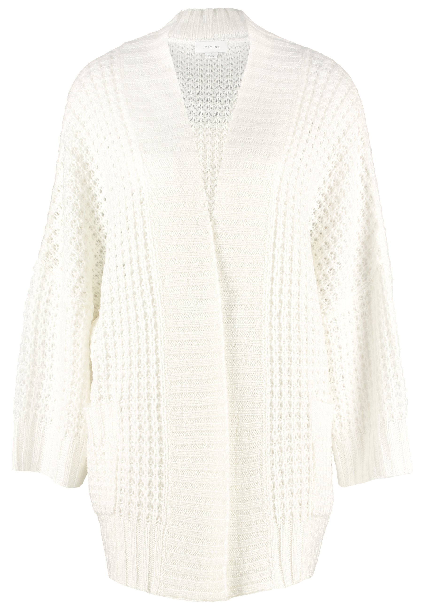 white waffle cardigan