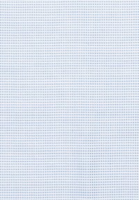 Hellblau kariertes Gewebe mit einem Karomuster. Das Material wirkt strukturiert mit kleinen Quadraten. Die Textur hat eine weiche Webart.