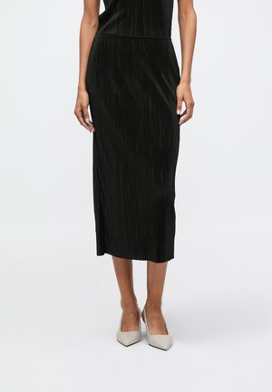 PLISSE MIDI SKIRT - Πλισέ φούστα - black